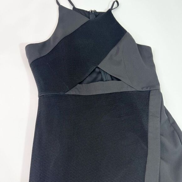 Ina Bodycon Dress Women's Large Black Spaghetti V-Neck Mesh Cutout Detail NWT - Picture 2 of 10